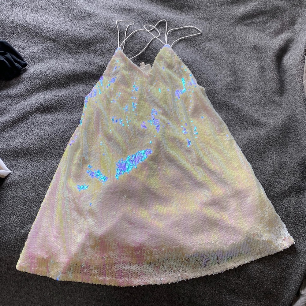 Sexy White Sequin Mini Dress